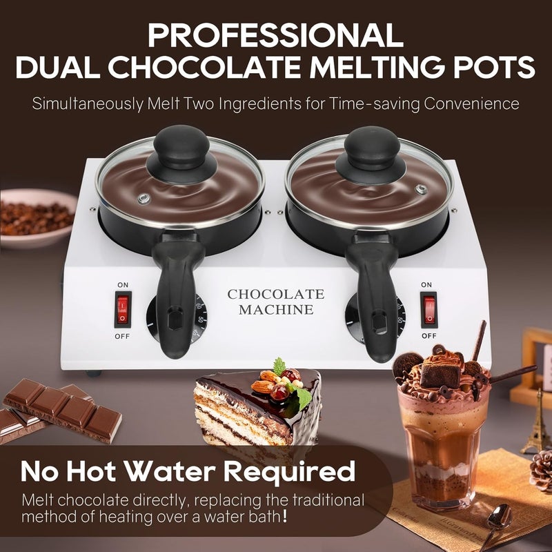 Magula Chocolate Melting Machine Electric Heating Chocolate Tempering Machine Melting Pot Fast and Even Melting Ideal Create for Chocolate,Candy,Butter Making Warming Coffee Milk Wine (Double) - Image 3